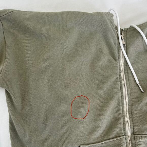 MATE The Label Organic Terry Full Zip Hoodie Sweatshirt Sage Green, Size Medium - Picture 9 of 14